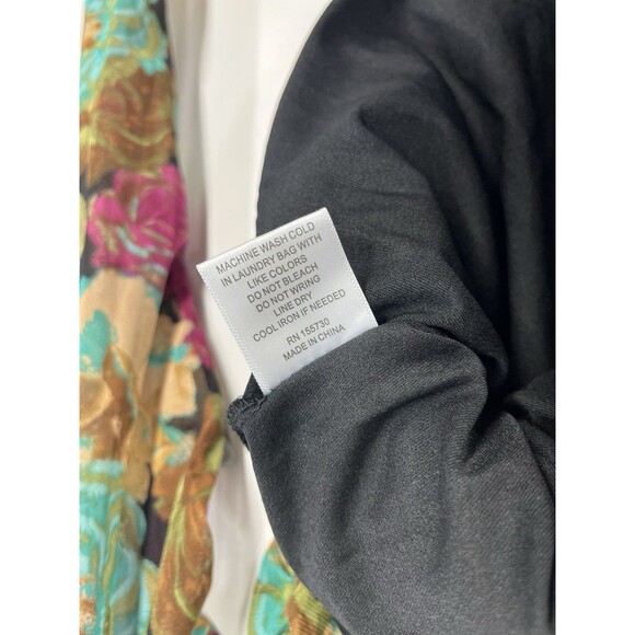 Jane & Delancey Floral Tulle Turtleneck XL Long Sleeve Ruched Sheer Mesh Top - Picture 6 of 6